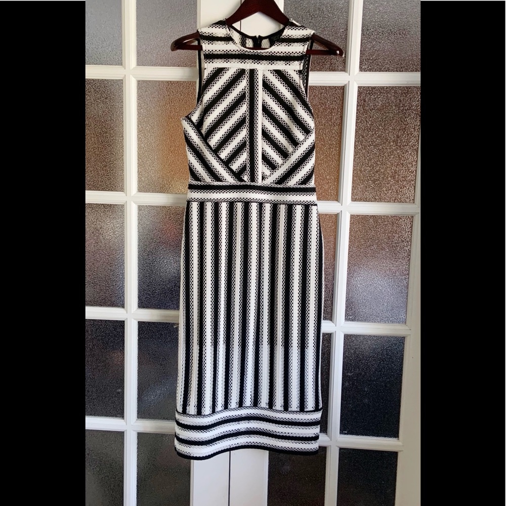 Topshop Black & white mixed stripe dress.